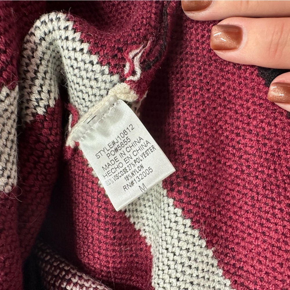 NWT entro Boutique Burgundy/Black open front cardigan sweater boho western - Picture 10 of 13